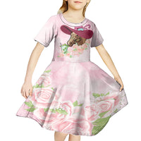 Kentucky Horse Racing Kid Short Sleeve Dress Derby Mint Julep With Roses - Wonder Print Shop