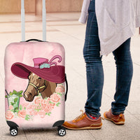 Kentucky Horse Racing Luggage Cover Derby Mint Julep With Roses - Wonder Print Shop
