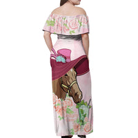 Kentucky Horse Racing Off Shoulder Maxi Dress Derby Mint Julep With Roses - Wonder Print Shop