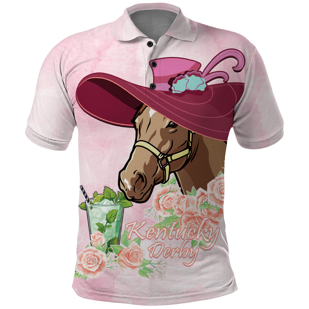 Kentucky Horse Racing Polo Shirt Derby Mint Julep With Roses