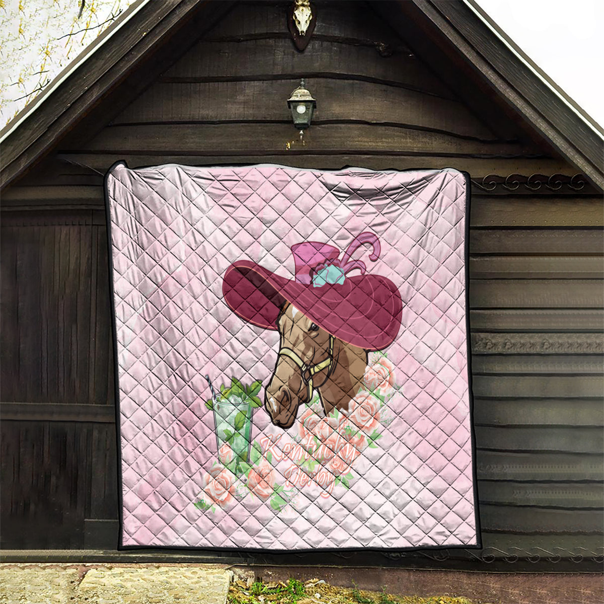 Kentucky Horse Racing Quilt Derby Mint Julep With Roses - Wonder Print Shop