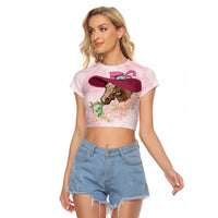 Kentucky Horse Racing Raglan Cropped T Shirt Derby Mint Julep With Roses - Wonder Print Shop