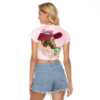 Kentucky Horse Racing Raglan Cropped T Shirt Derby Mint Julep With Roses - Wonder Print Shop