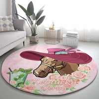Kentucky Horse Racing Round Carpet Derby Mint Julep With Roses