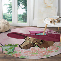 Kentucky Horse Racing Round Carpet Derby Mint Julep With Roses
