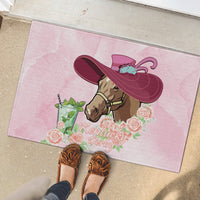 Kentucky Horse Racing Rubber Doormat Derby Mint Julep With Roses - Wonder Print Shop