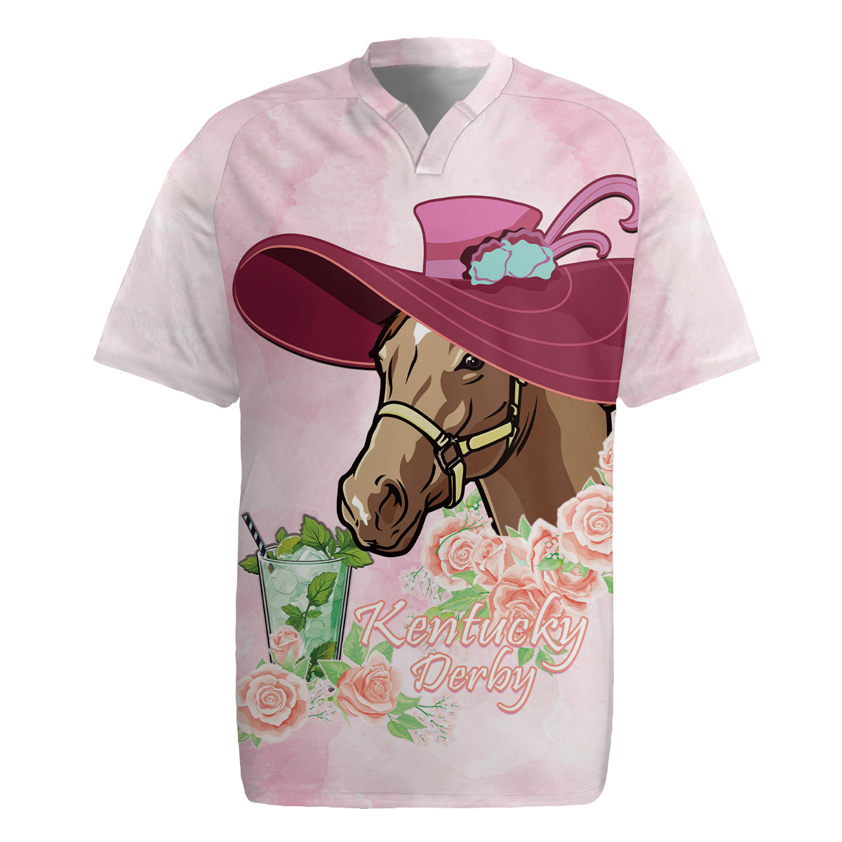 Kentucky Horse Racing Rugby Jersey Derby Mint Julep With Roses - Wonder Print Shop