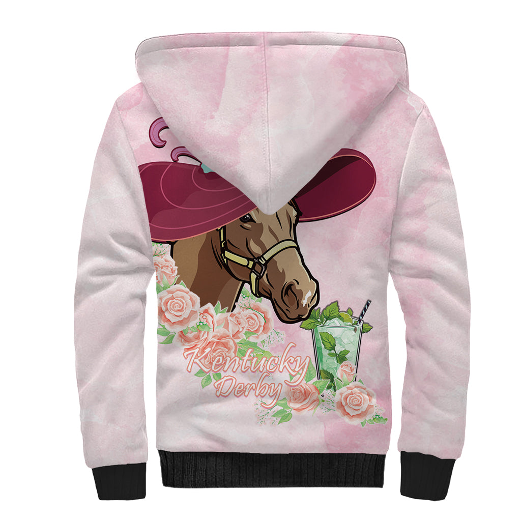 Kentucky Horse Racing Sherpa Hoodie Derby Mint Julep With Roses - Wonder Print Shop