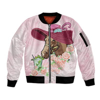 Kentucky Horse Racing Sleeve Zip Bomber Jacket Derby Mint Julep With Roses - Wonder Print Shop