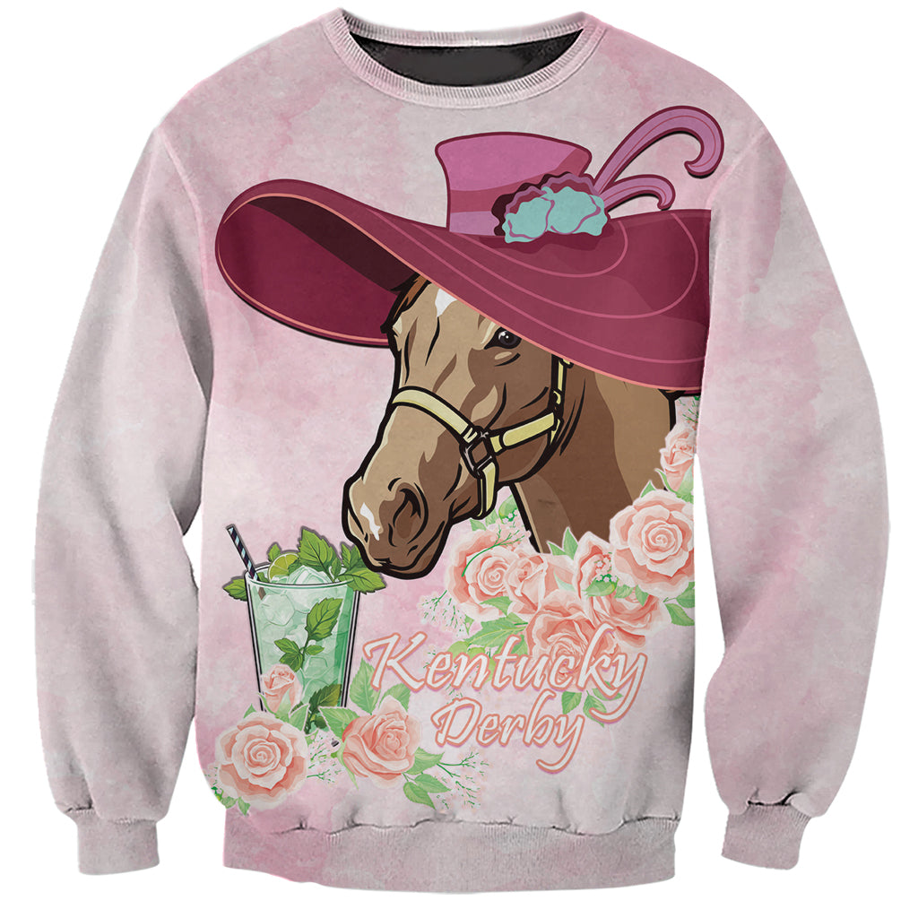 Kentucky Horse Racing Sweatshirt Derby Mint Julep With Roses - Wonder Print Shop
