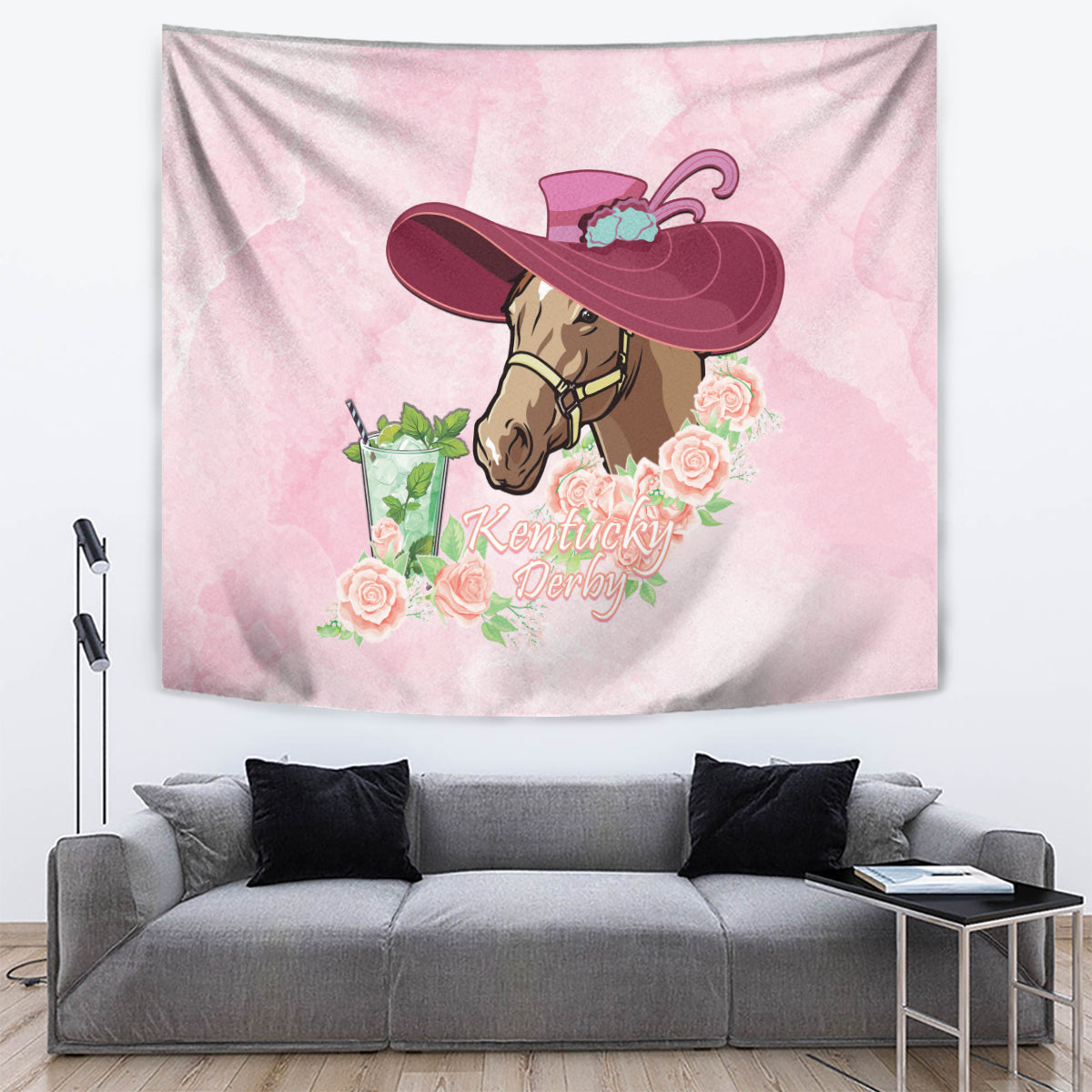 Kentucky Horse Racing Tapestry Derby Mint Julep With Roses - Wonder Print Shop