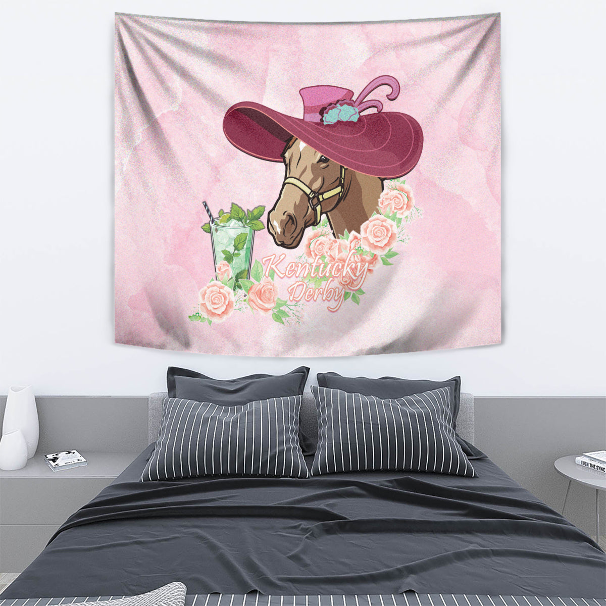 Kentucky Horse Racing Tapestry Derby Mint Julep With Roses - Wonder Print Shop