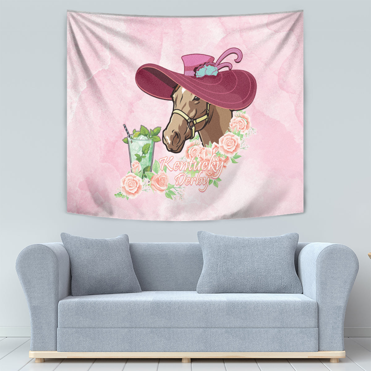 Kentucky Horse Racing Tapestry Derby Mint Julep With Roses - Wonder Print Shop