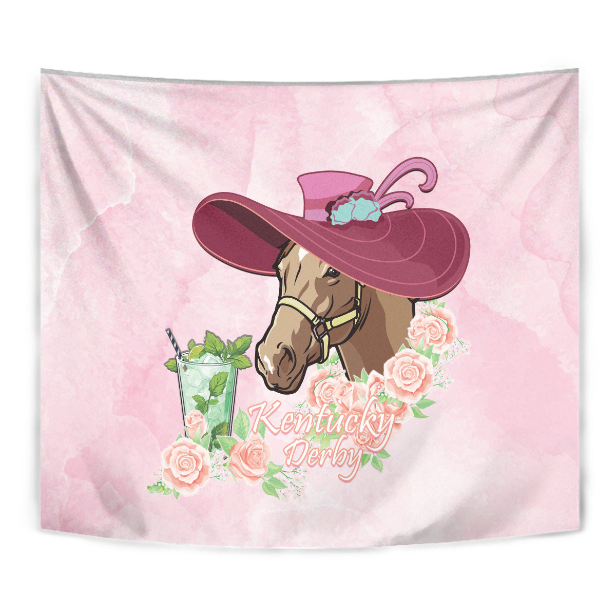Kentucky Horse Racing Tapestry Derby Mint Julep With Roses - Wonder Print Shop