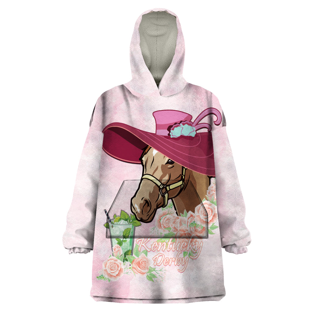 Kentucky Horse Racing Wearable Blanket Hoodie Derby Mint Julep With Roses - Wonder Print Shop