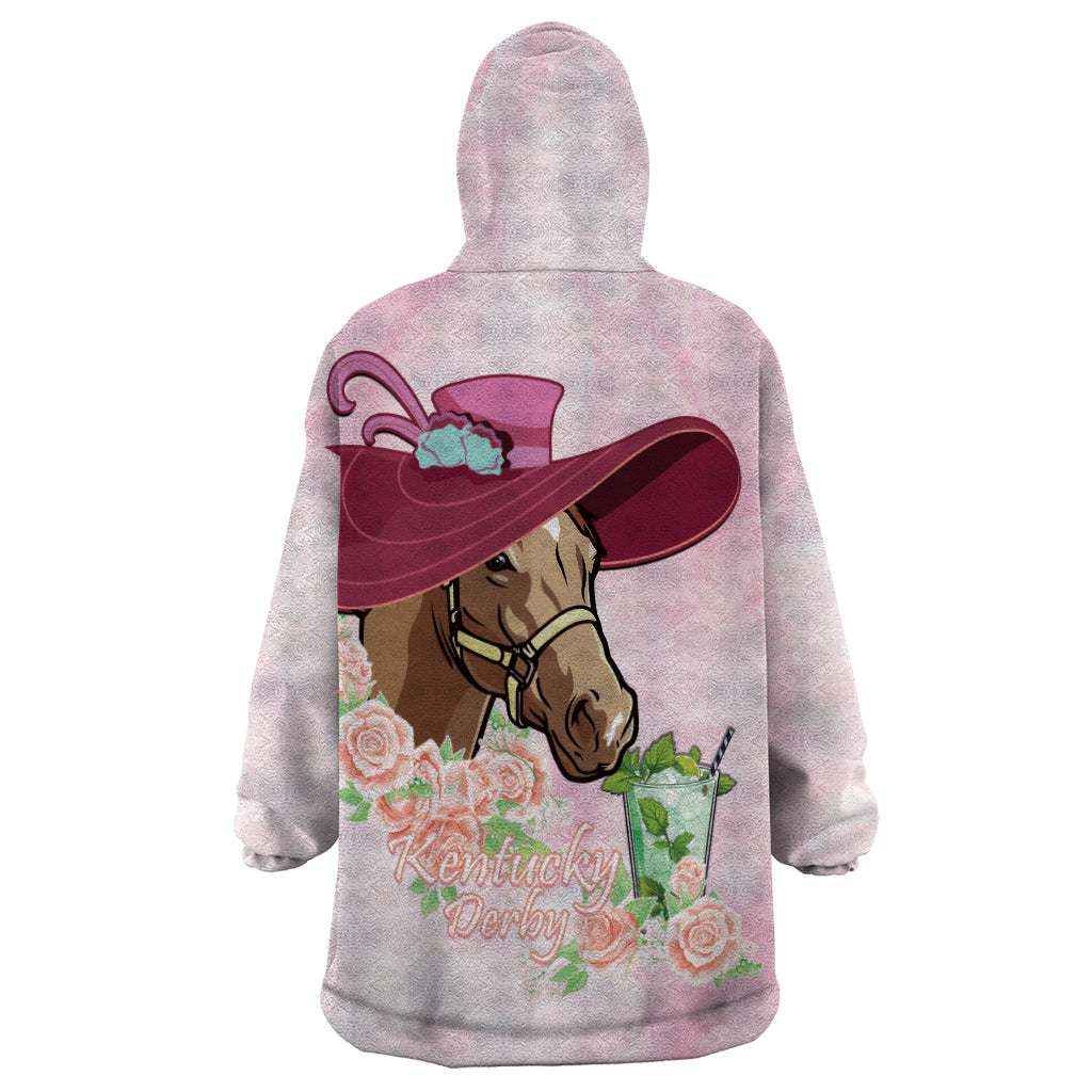 Kentucky Horse Racing Wearable Blanket Hoodie Derby Mint Julep With Roses - Wonder Print Shop
