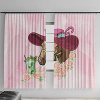 Kentucky Horse Racing Window Curtain Derby Mint Julep With Roses - Wonder Print Shop