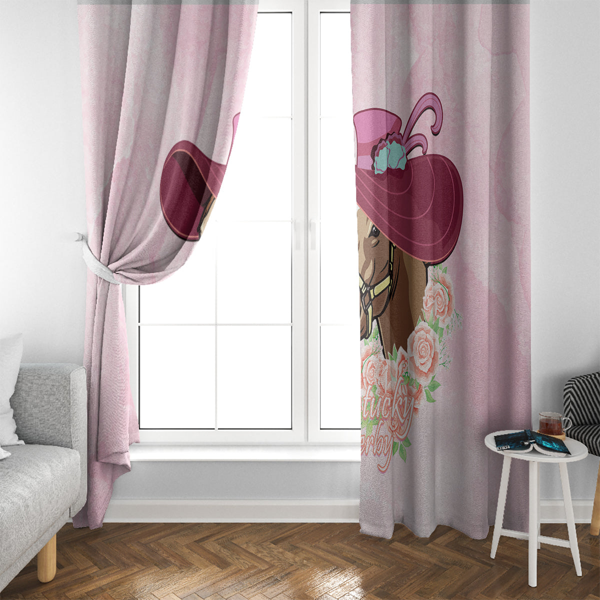 Kentucky Horse Racing Window Curtain Derby Mint Julep With Roses - Wonder Print Shop