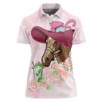 Kentucky Horse Racing Women Polo Shirt Derby Mint Julep With Roses - Wonder Print Shop