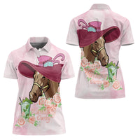 Kentucky Horse Racing Women Polo Shirt Derby Mint Julep With Roses - Wonder Print Shop