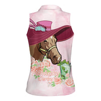 Kentucky Horse Racing Women Sleeveless Polo Shirt Derby Mint Julep With Roses - Wonder Print Shop