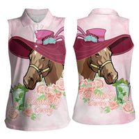 Kentucky Horse Racing Women Sleeveless Polo Shirt Derby Mint Julep With Roses - Wonder Print Shop