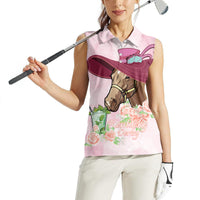 Kentucky Horse Racing Women Sleeveless Polo Shirt Derby Mint Julep With Roses - Wonder Print Shop