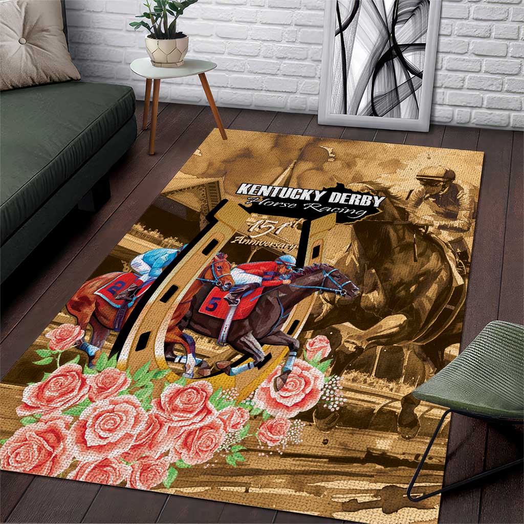 Kentucky Horse Racing Area Rug 151st Anniversary Race For The Roses LT14