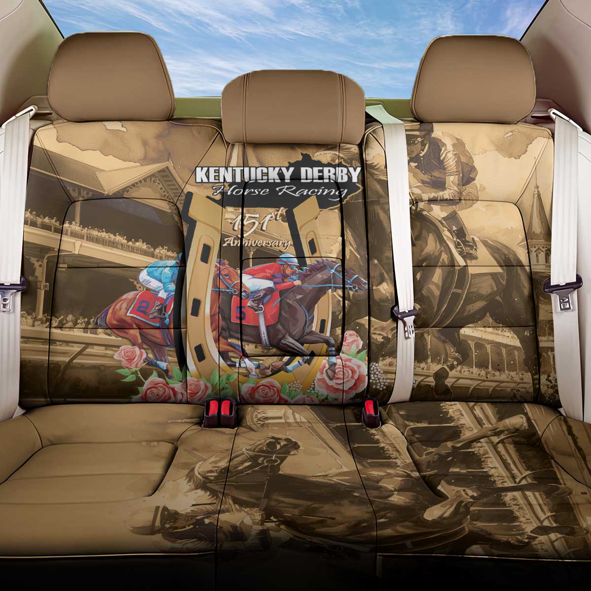 Kentucky Horse Racing Back Car Seat Cover 151st Anniversary Race For The Roses LT14