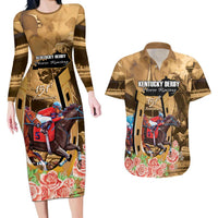 Kentucky Horse Racing Couples Matching Long Sleeve Bodycon Dress and Hawaiian Shirt 151st Anniversary Race For The Roses LT14