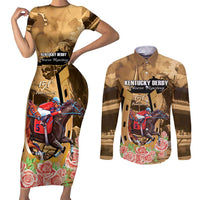 Kentucky Horse Racing Couples Matching Short Sleeve Bodycon Dress and Long Sleeve Button Shirt 151st Anniversary Race For The Roses LT14