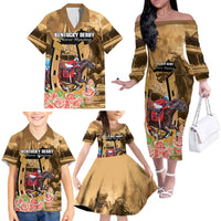 Kentucky Horse Racing Family Matching Off The Shoulder Long Sleeve Dress and Hawaiian Shirt 151st Anniversary Race For The Roses LT14