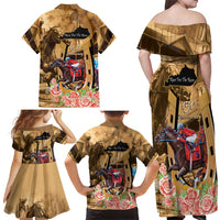 Kentucky Horse Racing Family Matching Off Shoulder Maxi Dress and Hawaiian Shirt 151st Anniversary Race For The Roses LT14