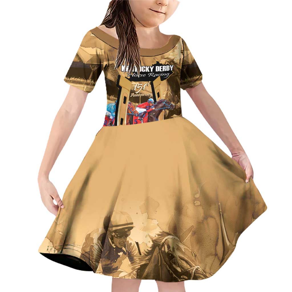 Kentucky Horse Racing Family Matching Off Shoulder Short Dress and Hawaiian Shirt 151st Anniversary Race For The Roses LT14