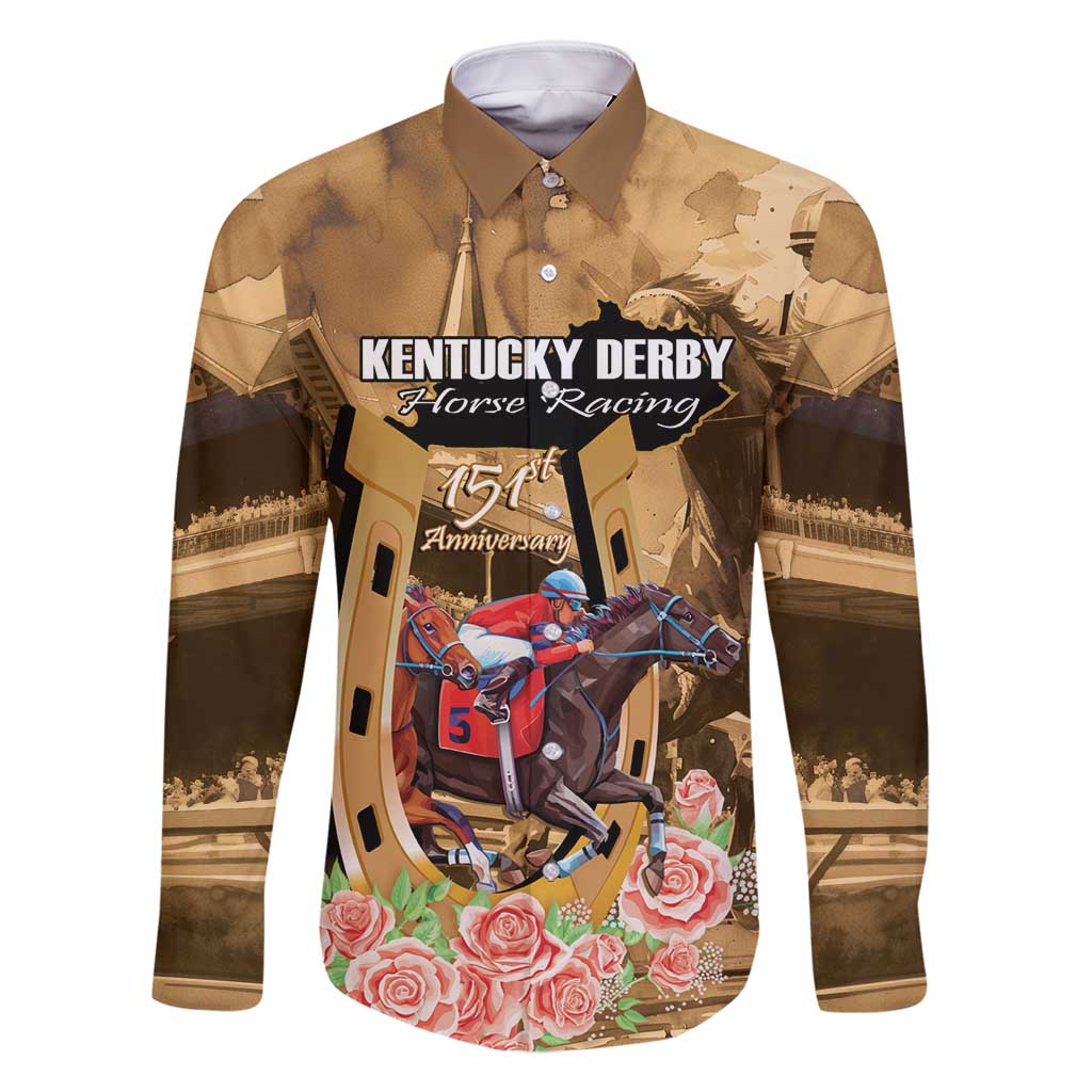 Kentucky Horse Racing Family Matching Off Shoulder Short Dress and Hawaiian Shirt 151st Anniversary Race For The Roses LT14
