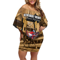 Kentucky Horse Racing Family Matching Off Shoulder Short Dress and Hawaiian Shirt 151st Anniversary Race For The Roses LT14