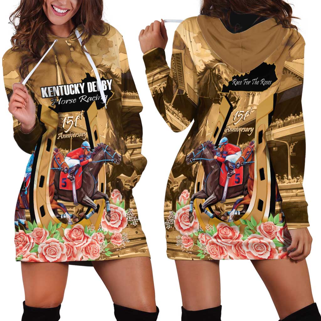 Kentucky Horse Racing Hoodie Dress 151st Anniversary Race For The Roses LT14