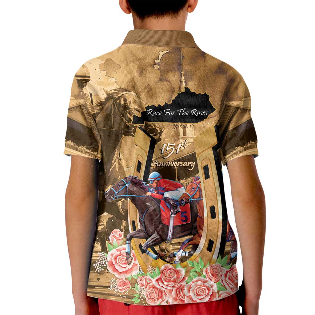 Kentucky Horse Racing Kid Polo Shirt 151st Anniversary Race For The Roses LT14