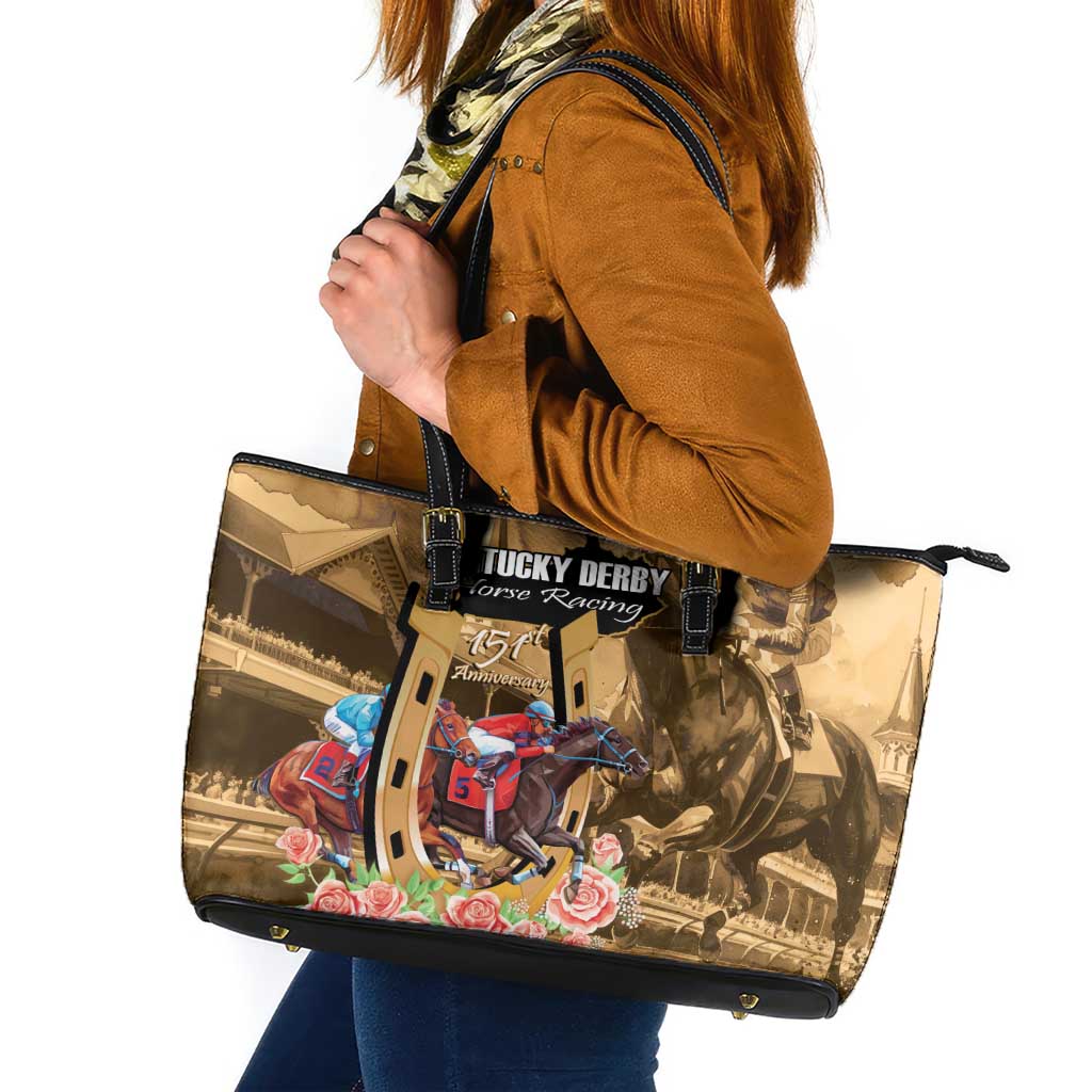 Kentucky Horse Racing Leather Tote Bag 151st Anniversary Race For The Roses LT14