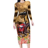 Kentucky Horse Racing Long Sleeve Bodycon Dress 151st Anniversary Race For The Roses LT14
