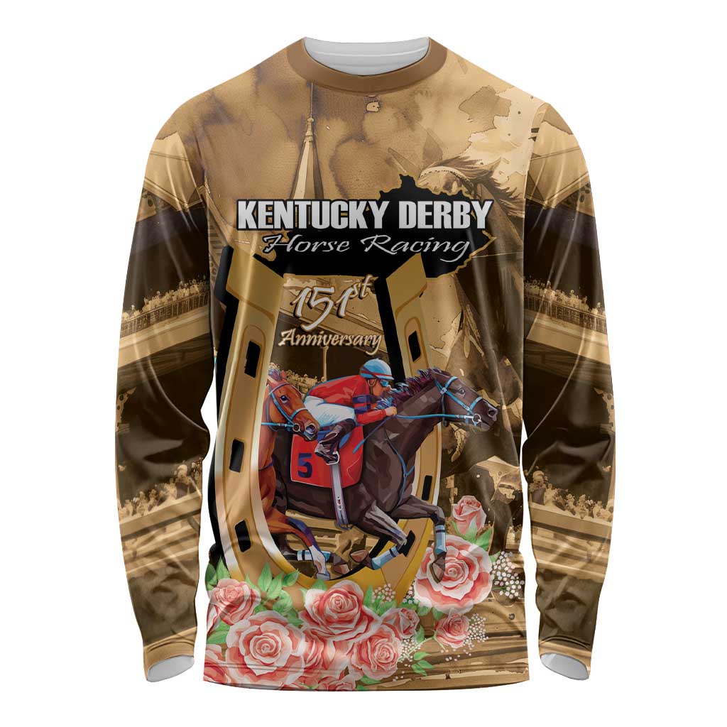 Kentucky Horse Racing Long Sleeve Shirt 151st Anniversary Race For The Roses LT14