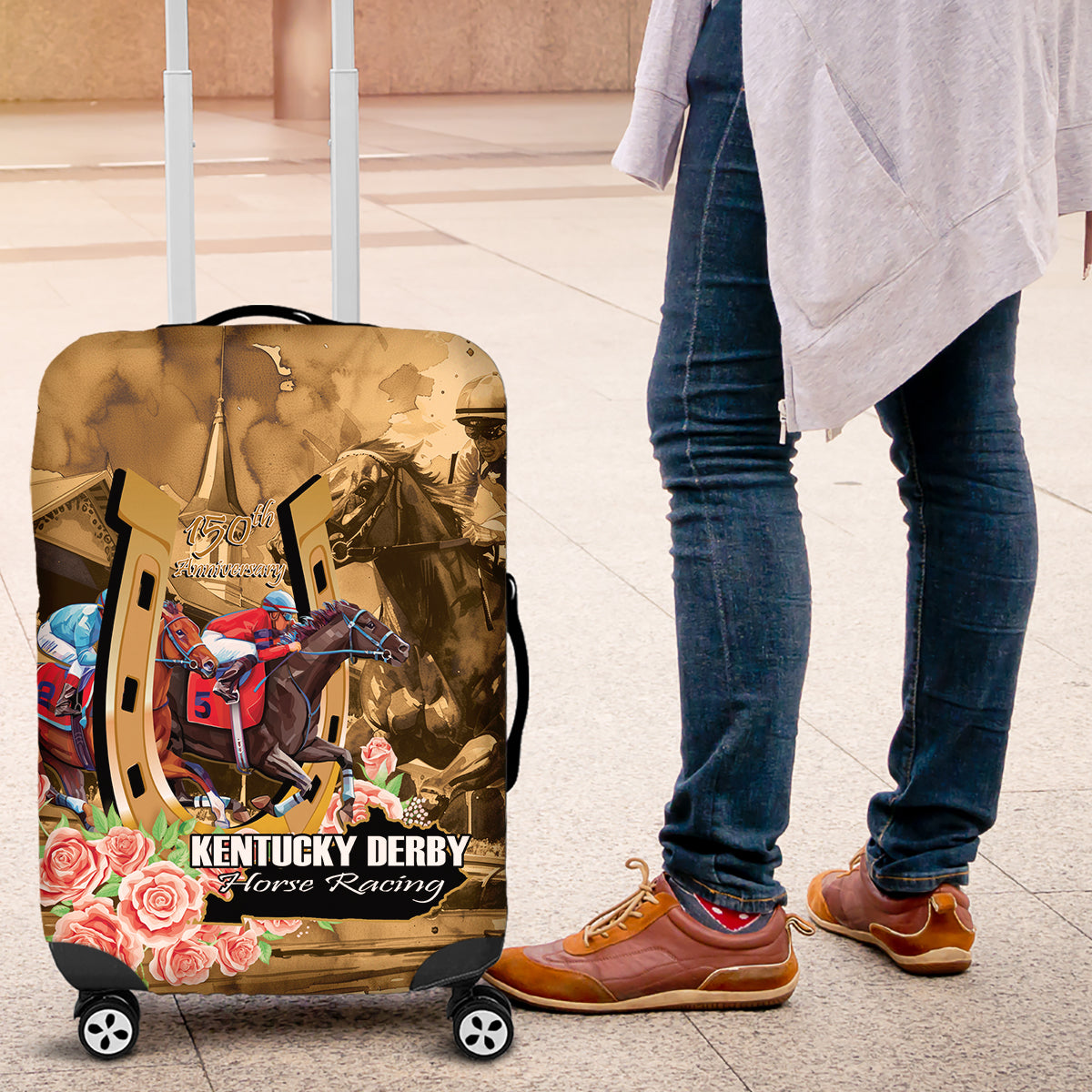 Kentucky Horse Racing Luggage Cover 150th Anniversary Race For The Roses