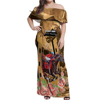 Kentucky Horse Racing Off Shoulder Maxi Dress 151st Anniversary Race For The Roses LT14