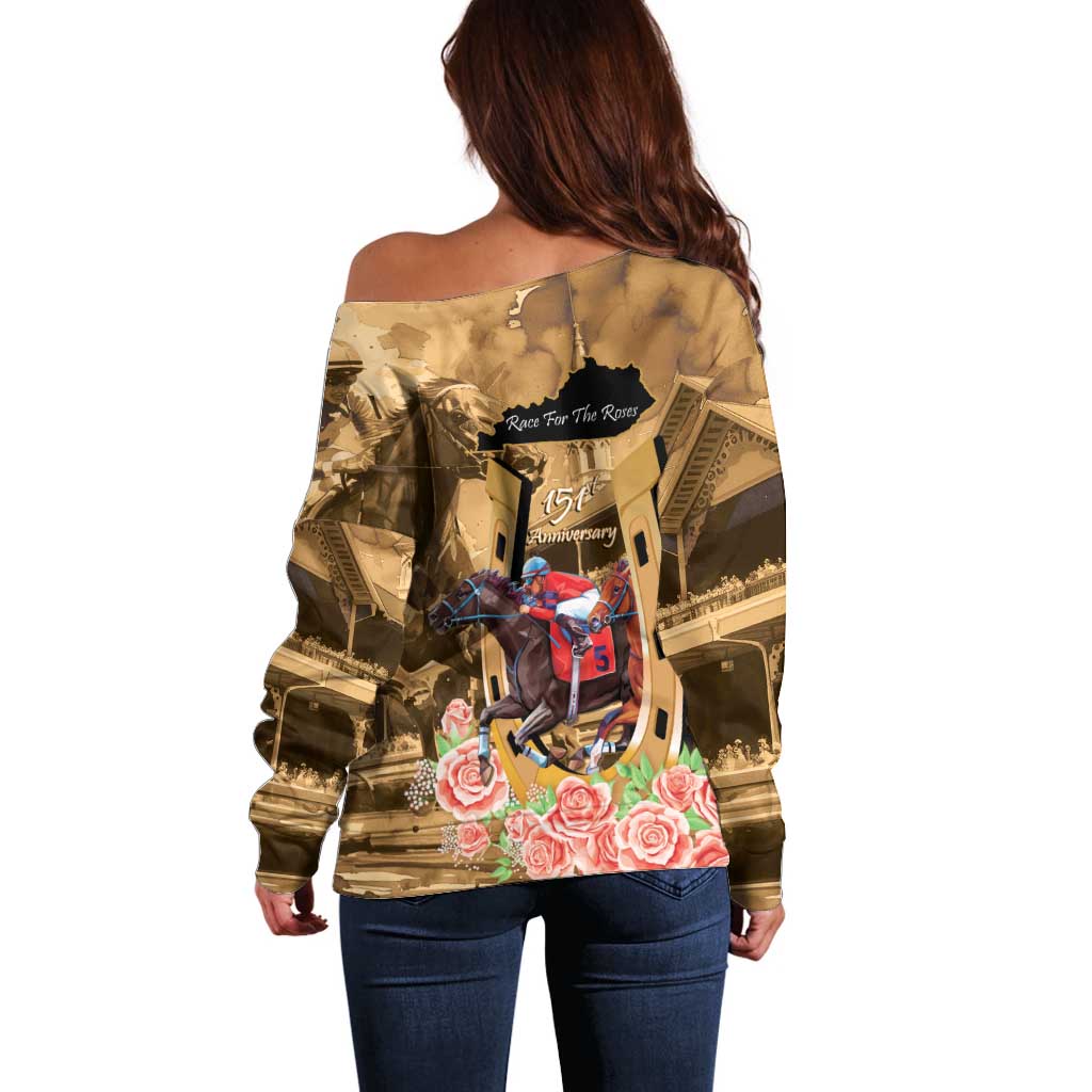 Kentucky Horse Racing Off Shoulder Sweater 151st Anniversary Race For The Roses LT14