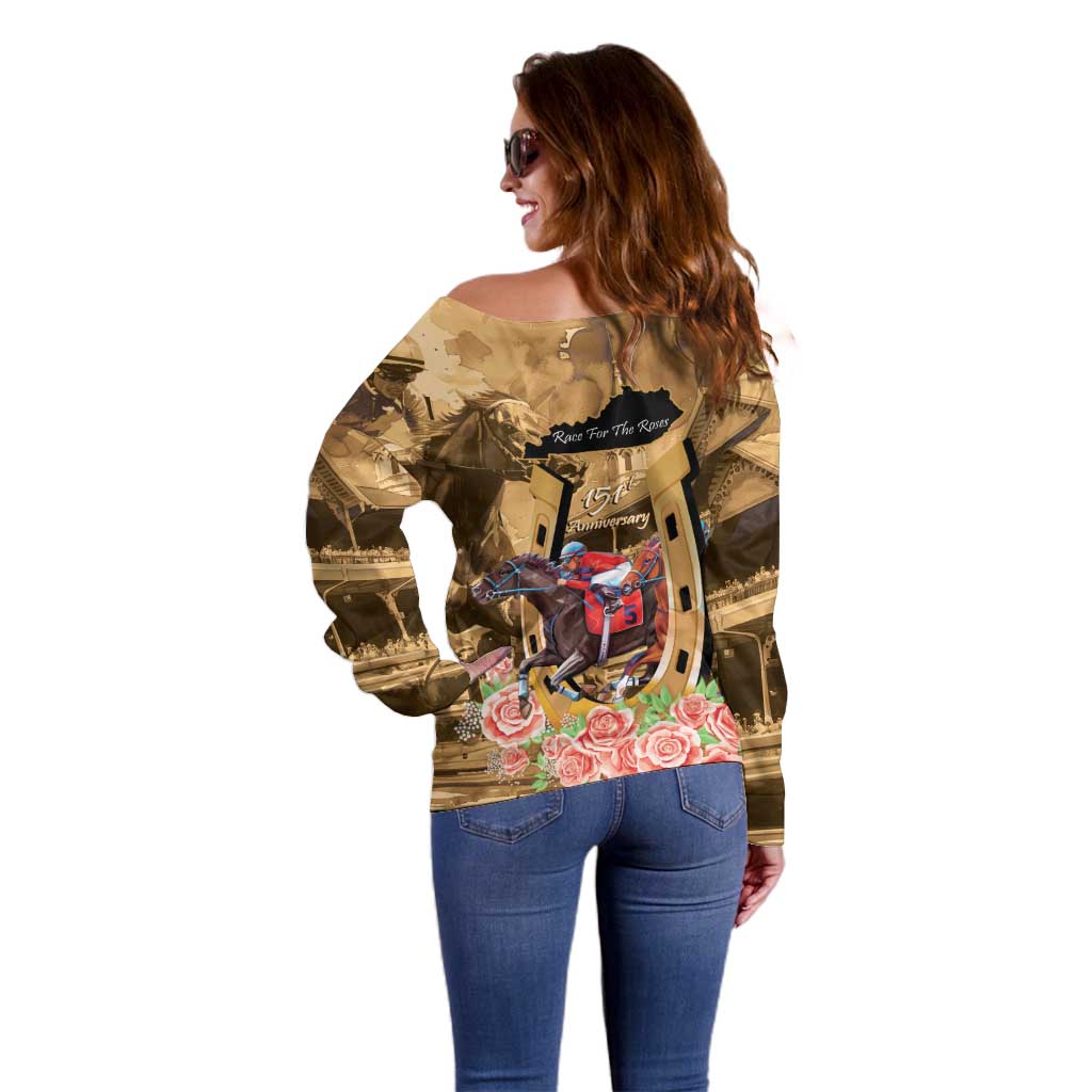 Kentucky Horse Racing Off Shoulder Sweater 151st Anniversary Race For The Roses LT14