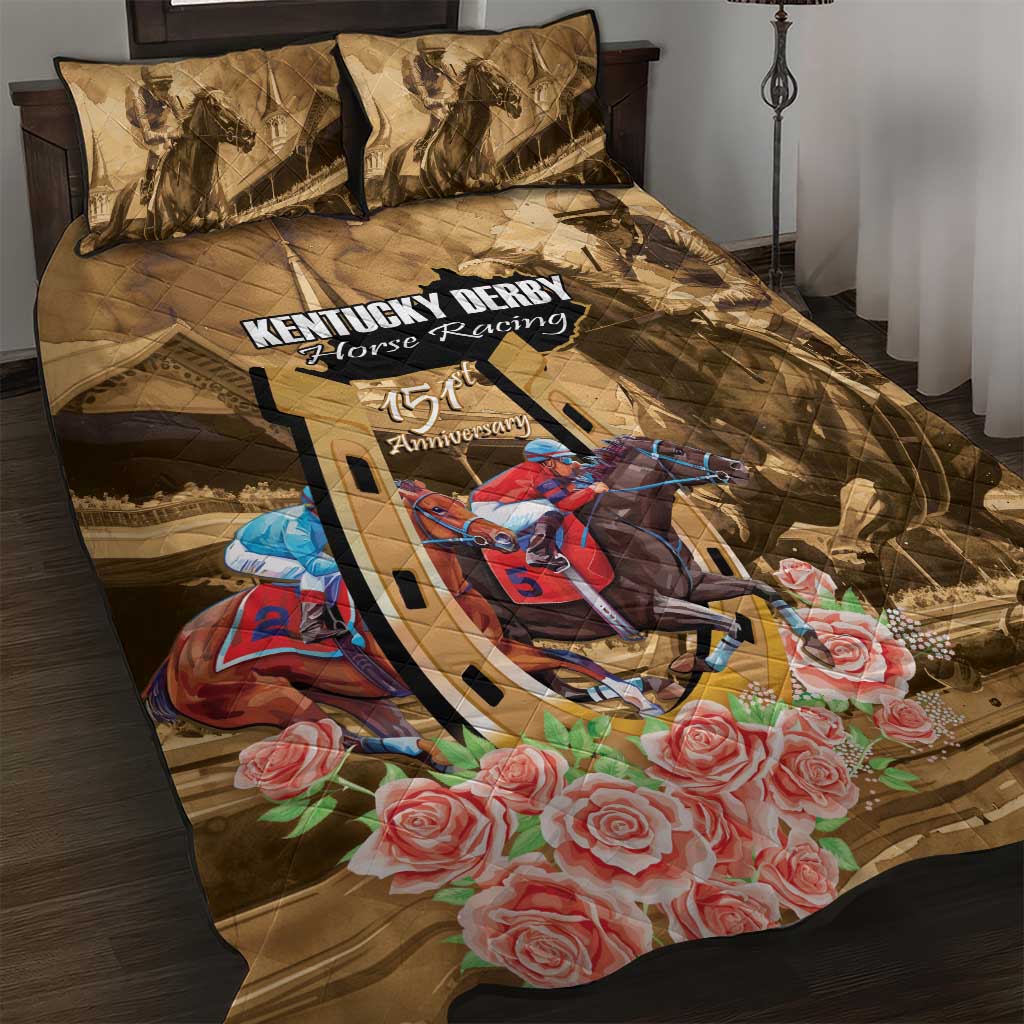 Kentucky Horse Racing Quilt Bed Set 150th Anniversary Race For The Roses