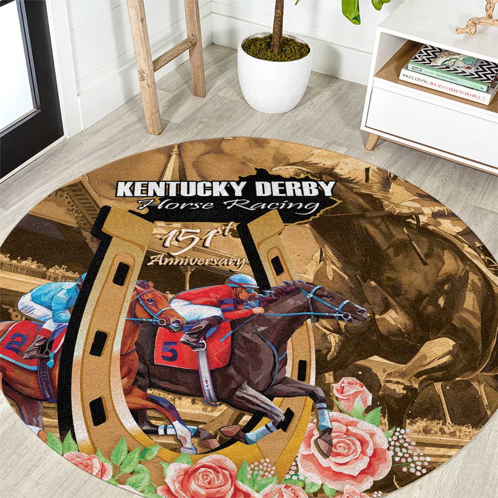 Kentucky Horse Racing Round Carpet 150th Anniversary Race For The Roses