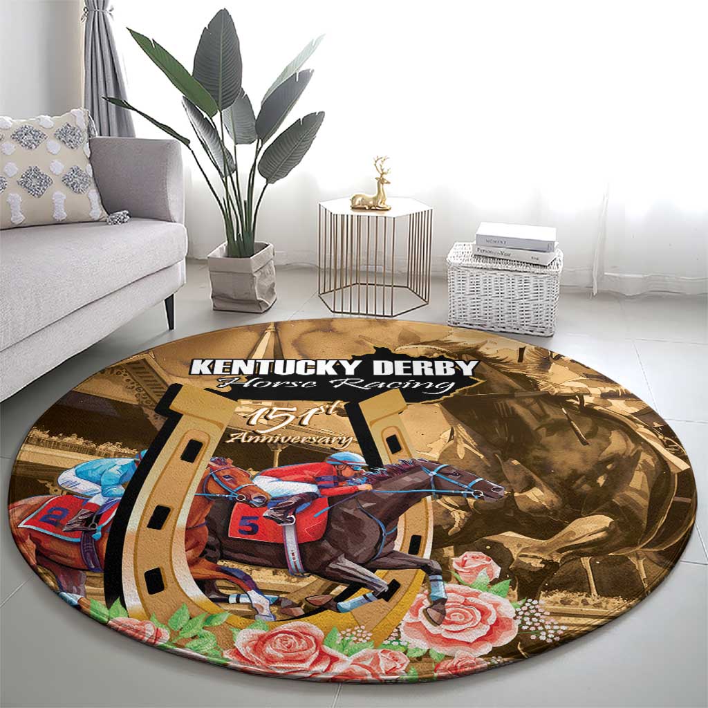 Kentucky Horse Racing Round Carpet 151st Anniversary Race For The Roses LT14
