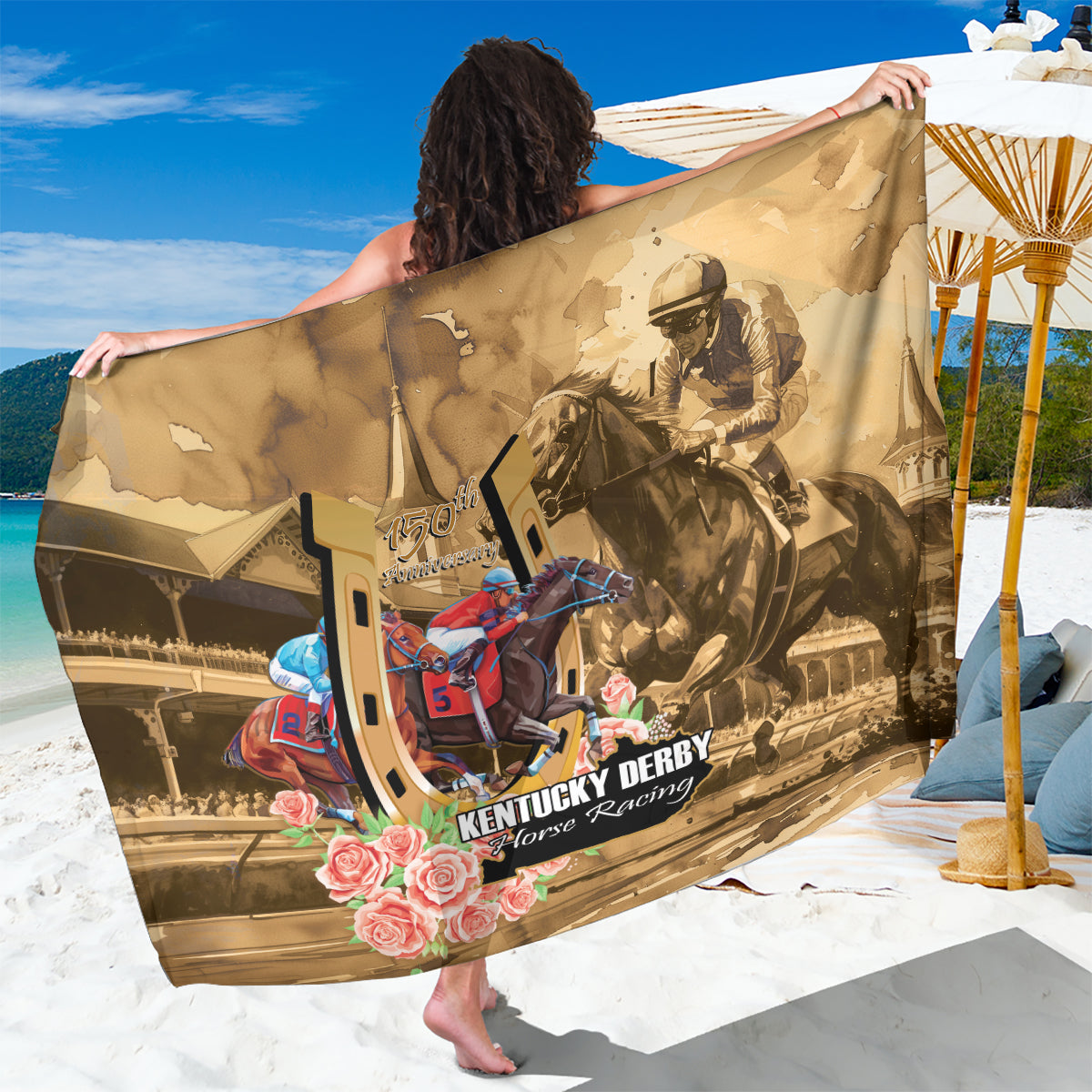 Kentucky Horse Racing Sarong 150th Anniversary Race For The Roses
