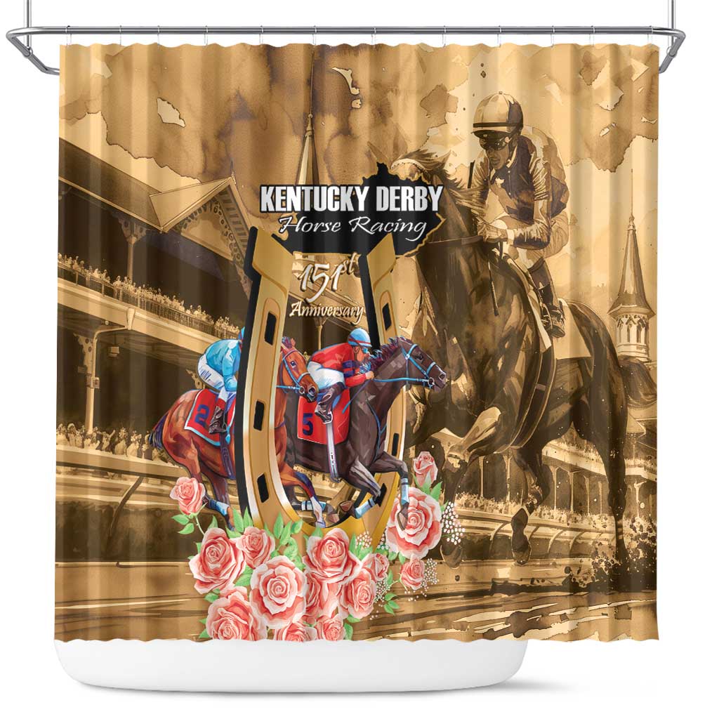 Kentucky Horse Racing Shower Curtain 151st Anniversary Race For The Roses LT14